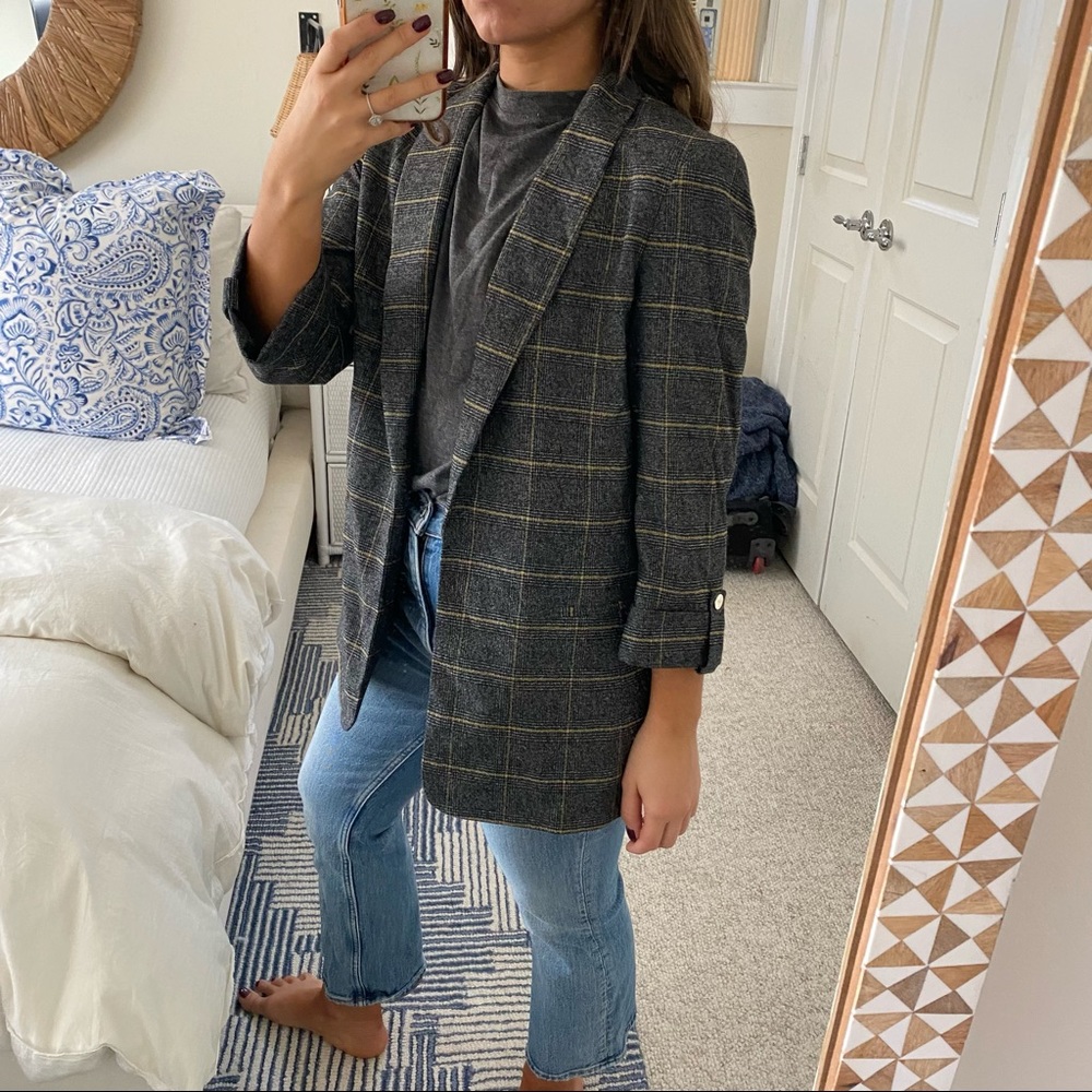 Anne Klein Window Pane Blazer Jacket Small